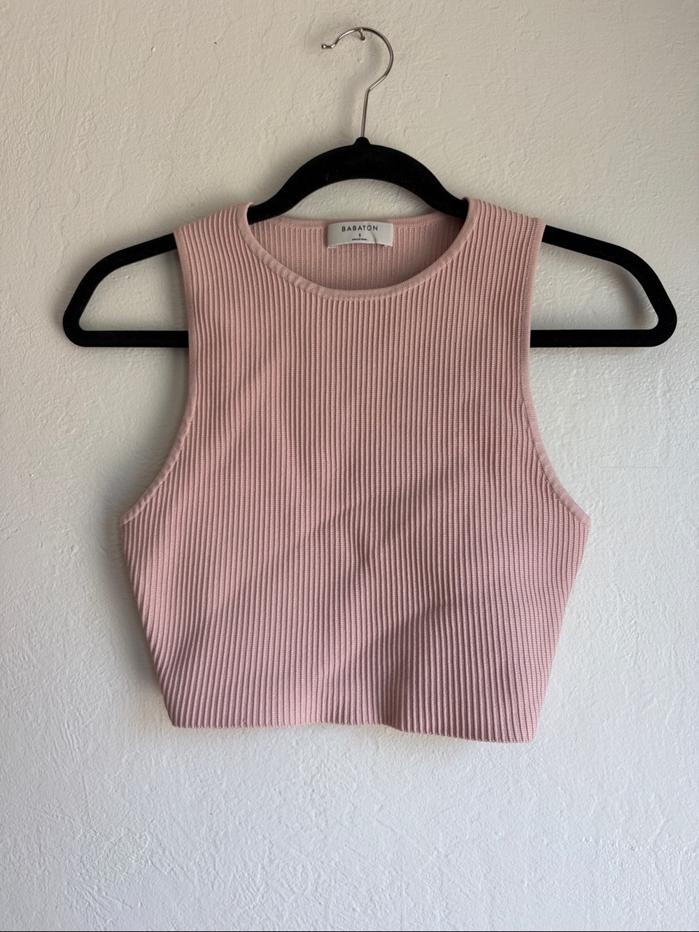 Aritzia Babaton Sculpt Knit Muscle Cropped Tank pink Stretch Size small